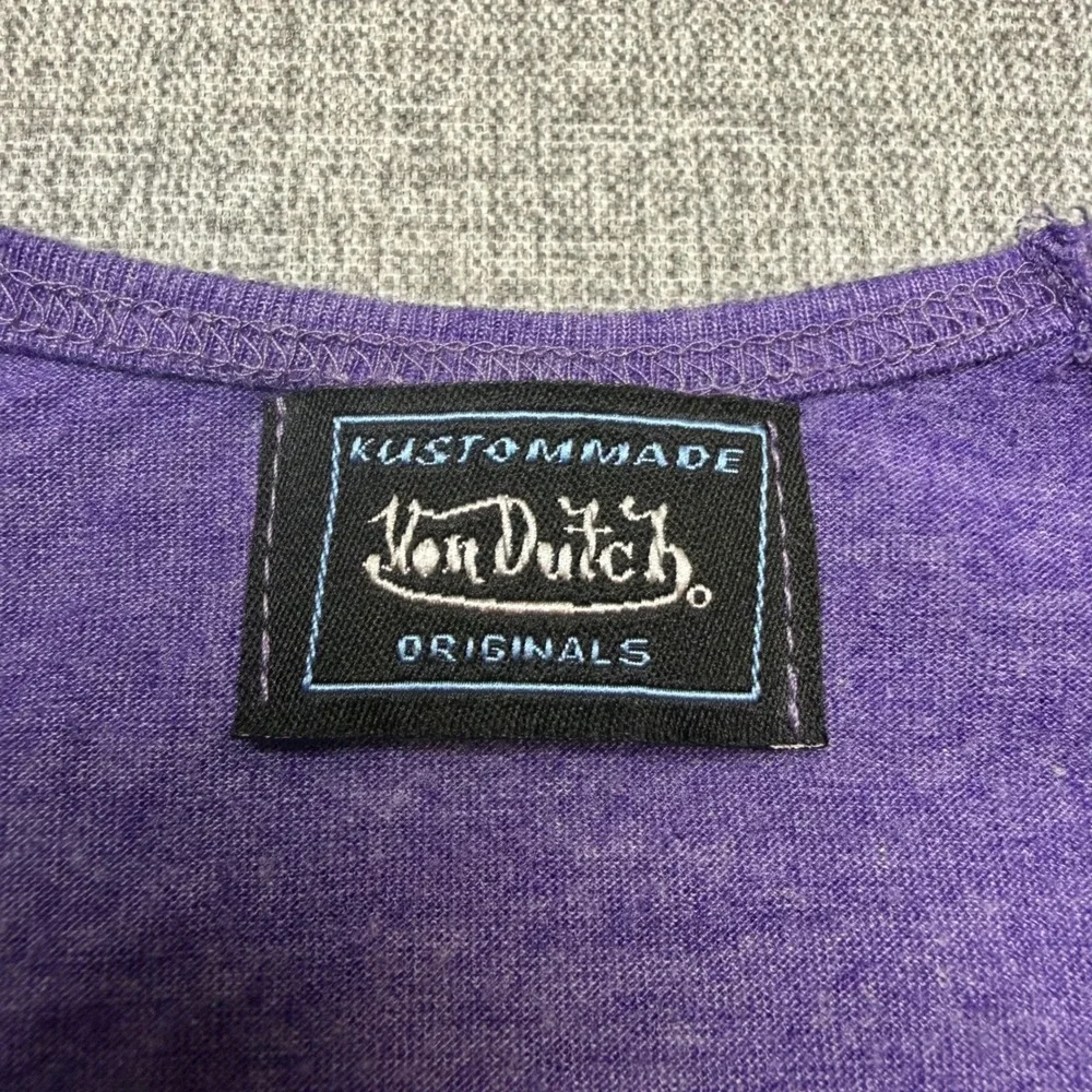 VTG Von Dutch Purple Heather Cap Sleeve T-Shirt Graphic Tee Y2K Women's Small